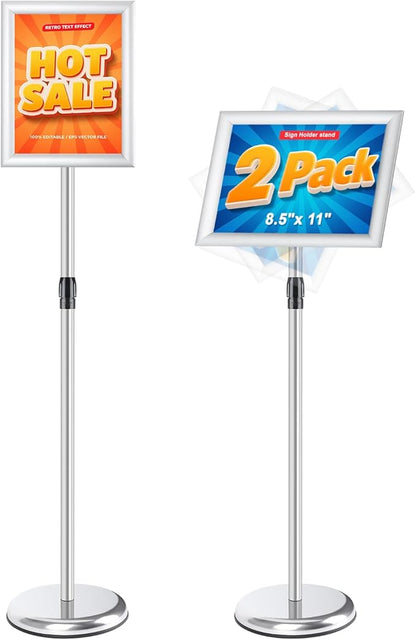 RedChili 2 Pack Sign Holder Stand 8.5x11 Inch, Adjustable Floor Standing Sign by RedChili