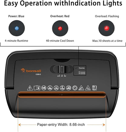 Bonsaii 10-Sheet Cross-Cut Paper Shredder - Image 4