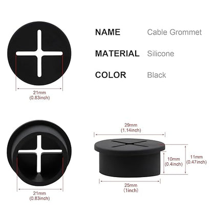 Desk Grommet, 1 Inch Flexible Rubber Grommets, Silicone Cable Cord Grommet Wire - Image 2
