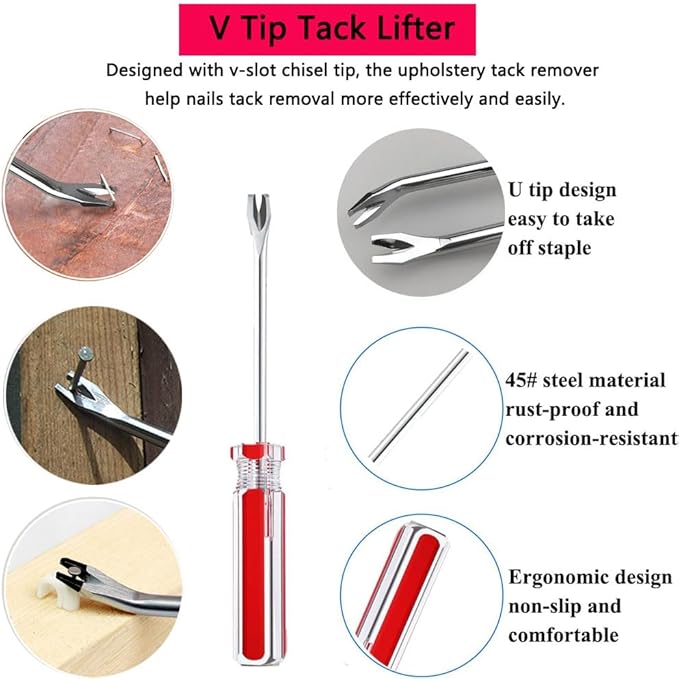 Tayfeim 4Pcs Upholstery Staple Remover Nail Puller Nail Remover Tool Set - Image 5