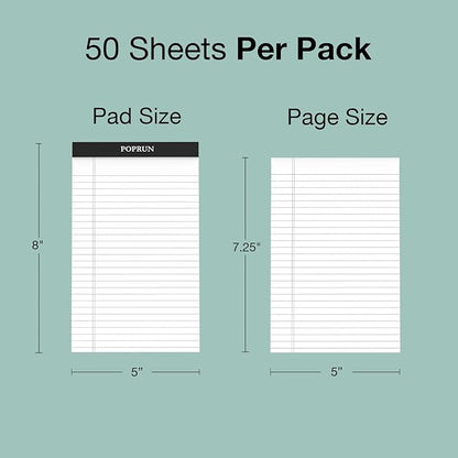 POPRUN Small White Legal Pads 5 x 8 Narrow Ruled, 100GSM Writing Paper Pad - Image 4