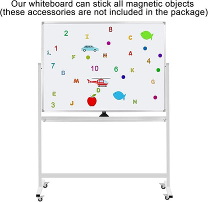 Double-Sided Mobile Whiteboard Magnet Dry Erase Board on Wheels - Image 3