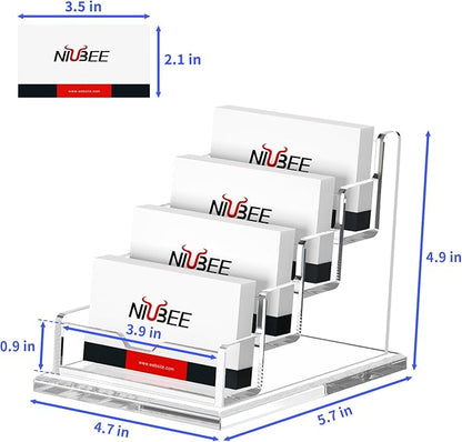 NIUBEE Clear Business Cards Holders 4 Tier Acrylic Card Holder - Image 8