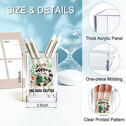 QYUVK One More Chapter Acrylic Pencil Holder Cup, Book Lover Gifts - Image 2