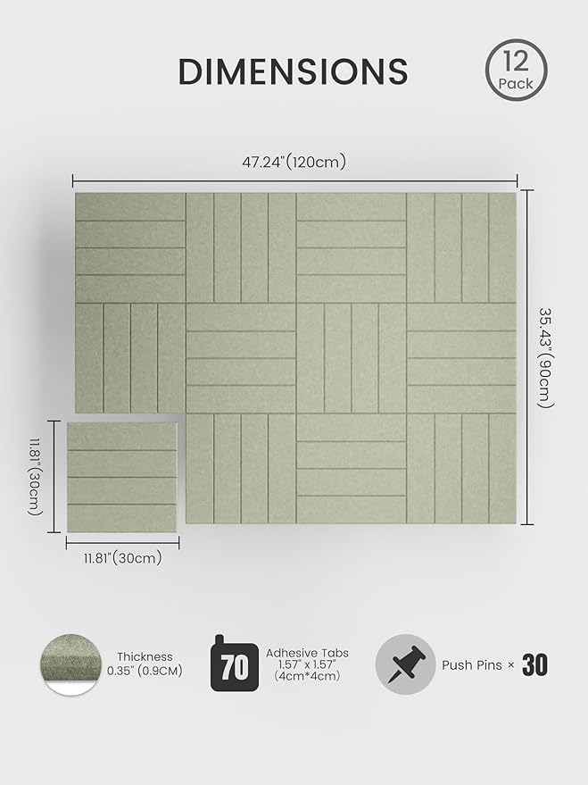 Bumusty Large Cork Board Alternative-47 x35 Felt Bulletin Board Tiles, - Image 2