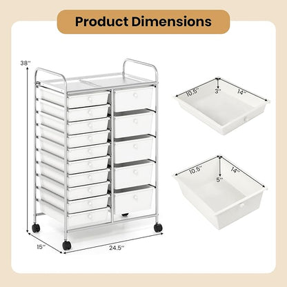 Giantex 15 Drawer Rolling Cart - Image 3