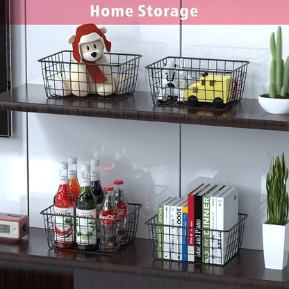 LeleCAT Black Wire Storage Baskets, Metal Household Storage Organizer - Image 3