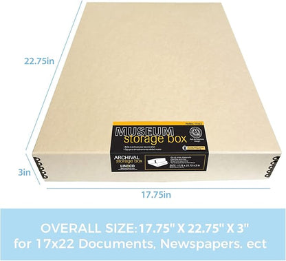 Lineco Museum Archival Storage Box, 17.75x22.75x3 in. Drop Front Design. - Image 2
