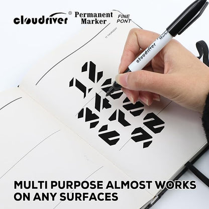 cloudriver Black Permanent Markers Fine Tip, 60 Packs Permanent Markers Bulk - Image 4