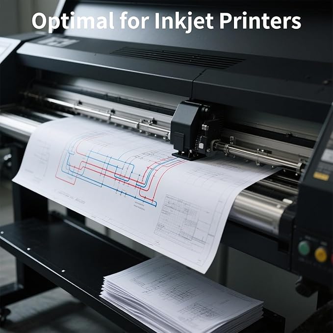 FungLam Wide Format Paper, 24 in x 150 ft Plotter Paper, 4 Rolls CAD Bond Rolls - Image 3