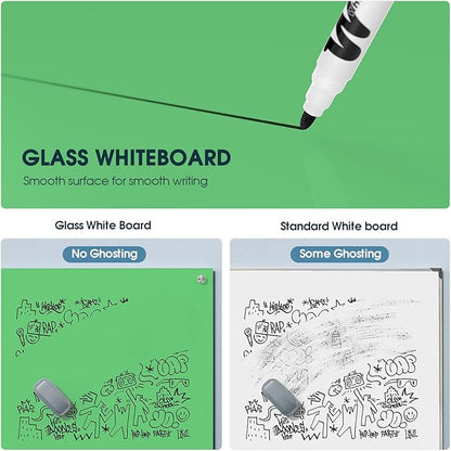 MaxGear Glass Whiteboard, Tempered Magnetic Dry Erase Board Green, Frameless - Image 5