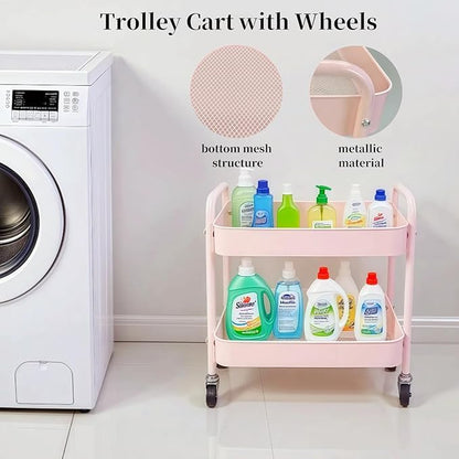 LIWNYRK 2 Tier Pink Rolling Cart - Image 5