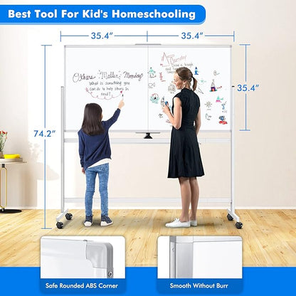maxtek Rolling Whiteboard, Large Double Sided Standing Whiteboard - Image 5