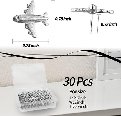 Silver-Tone Airplane Push Pins 30 Pack - Image 2
