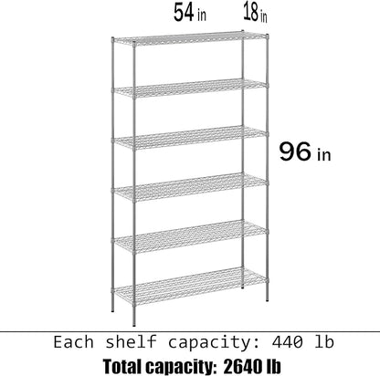 Regal Altair 18" Deep x 54" Wide x 96" Height Wire Shelving Kit | 6-Tier | NSF - Image 3