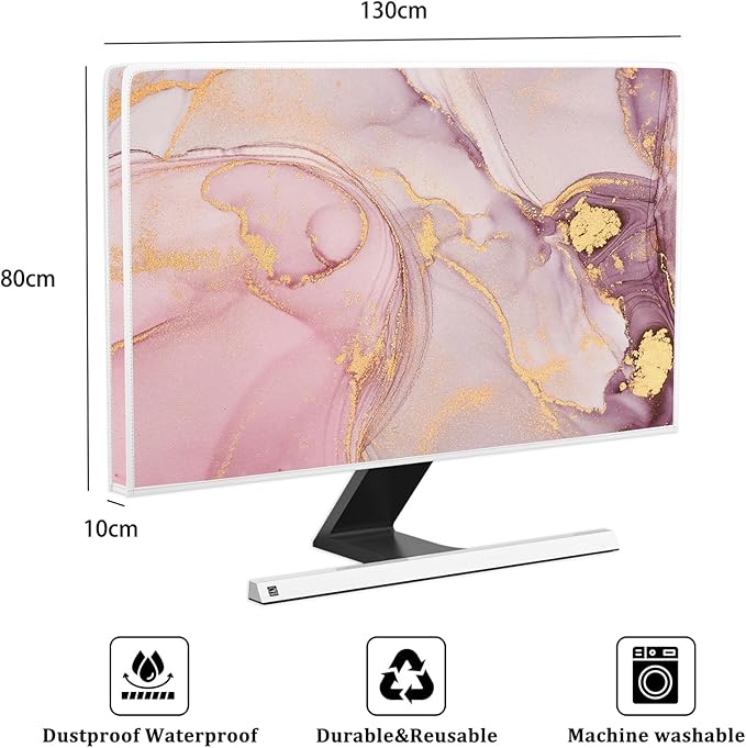 Baocicco Pink Gold Marble Waterproof Screen TV Cover 55 Inch Decorative Modern - Image 2