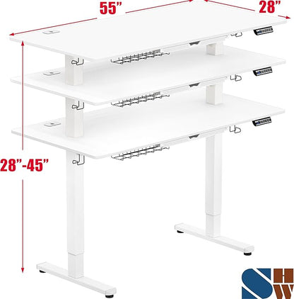 SHW 55 x 28 Inches Electric Height Adjustable Standing Desk - Image 3