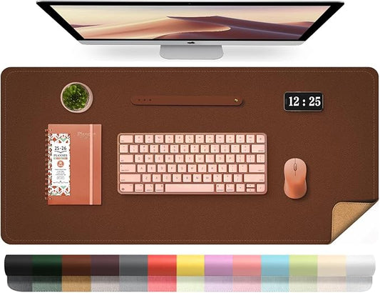 Leather Desk Pad Protector, 39.4'' X 17'' Large Mouse Pad, Office Desk Mat by BLESWIN