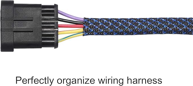 25ft - 1/4 inch PET Expandable Braided Sleeving – BlackBlue – Alex Tech Braided - Image 3