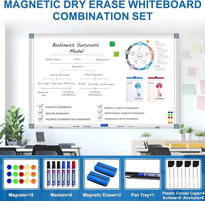 H-Qprobd 6'x4' Large Magnetic White Board Dry Erase Whiteboard - Image 5