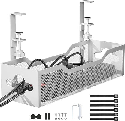 Under Desk Cable Management Tray No Drill, 13.38'' Metal Tray by Litwaro
