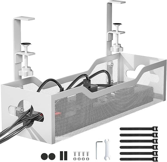 Under Desk Cable Management Tray No Drill, 13.38'' Metal Tray by Litwaro