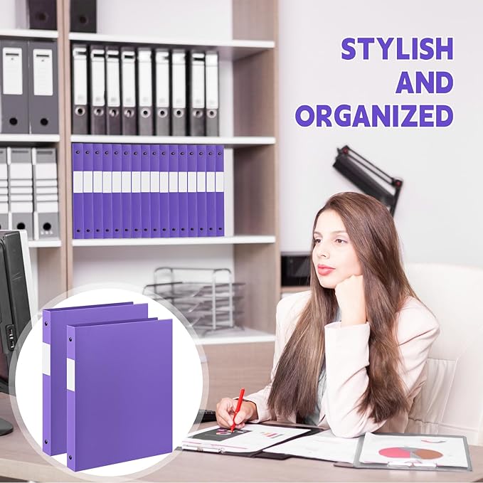 Henoyso 16 Pcs 3 Ring Binder 0.5 Inch Round Fits Letter Size 8.5'' x 11'' Paper - Image 5