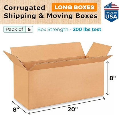 Long Shipping & Moving Boxes 20 x 8 x 8 inches - Image 2