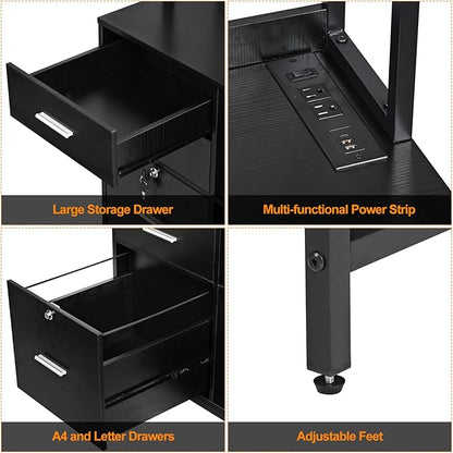Livofloral File Cabinet with Charging Station, 3 Drawer Filing Cabinet with - Image 7
