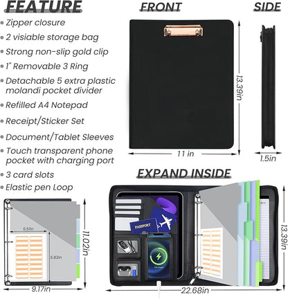 KLLVE Clipboard with Storage for Men Women, Leather Padfolio Portfolio with - Image 2