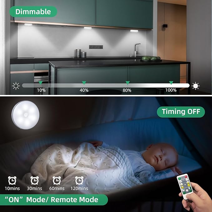 LED Closet Lights Motion Sensor Puck Light, Rechargeable Step Puck Lights - Image 4
