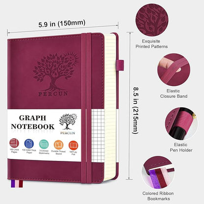 PERCUN Graph Paper Notebook, 160 Pages Grid Journal - Image 2