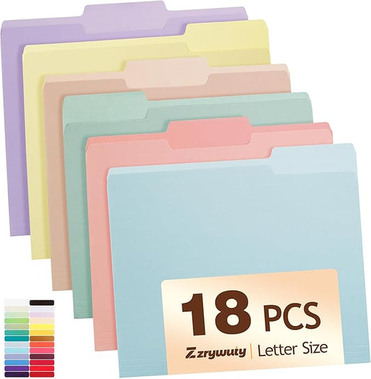 Color File Folders, 1/3-Cut Tabs, Letter Size, 6 Colors Organizer File Folders by Zzrywuty