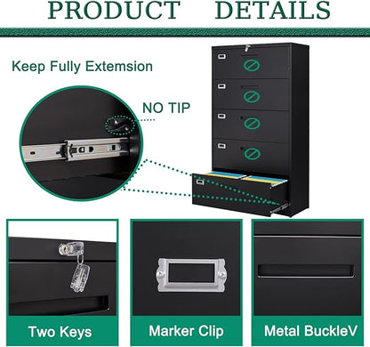 Letaya 5 Drawer File Cabinet - Image 4