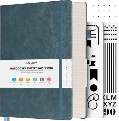 OFFIGIFT Bullet Dotted Journal Notebook, 312 Numbered Pages A5 Hardcover by OFFIGIFT
