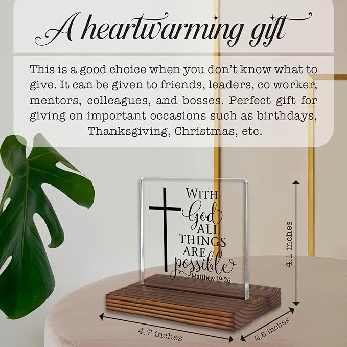 Matthew 19:26 Desk Sign, Christian Bible Verse Decor - Image 4