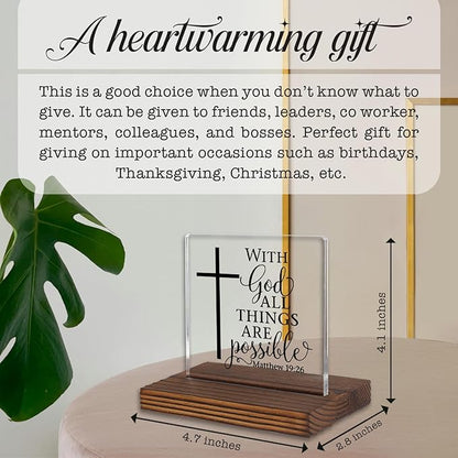 Matthew 19:26 Desk Sign, Christian Bible Verse Decor - Image 4