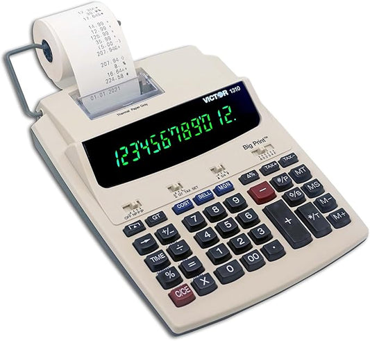 Victor 1310 Big Print Printing Calculator, 12-Digit LED Display, Fast Ink-Free by Victor