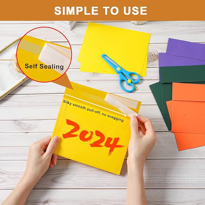 Silunkia 100 Packs 10 Assorted Colors Blank Cards and Envelopes 5 x 7 - Image 5