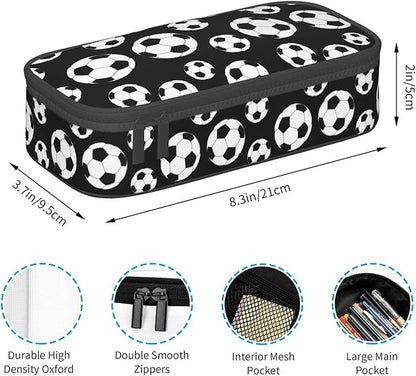 Black And White Soccer Ball Pencil Case Big Capacity Storage Pencil Pouch - Image 6