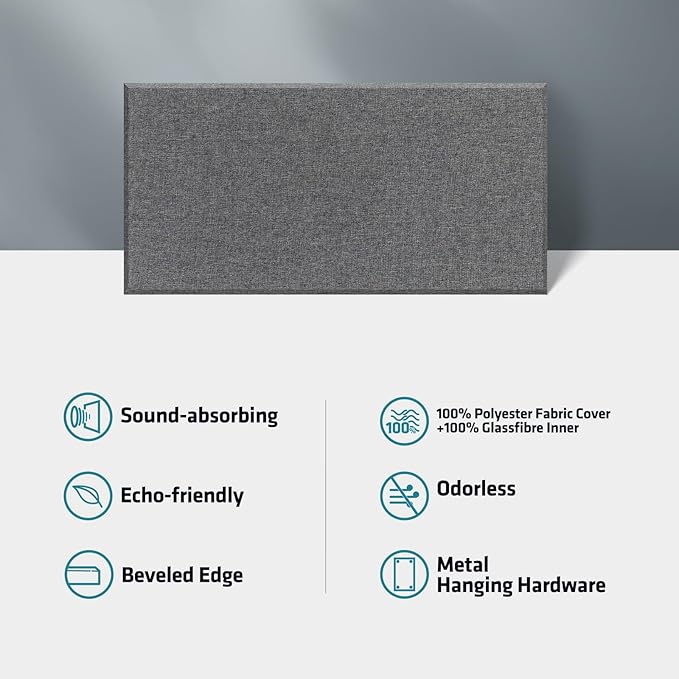 UMIACOUSTICS 4 PCS Acoustic Panels, 2“ Thick 23.6" x 11.8" Fiberglass Sound - Image 5