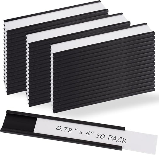 Realth C Channel Magnetic Label Holders 50 Pack 0.78" x 4" by Realth