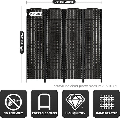 Cocosica 4 Panel Room Divider, 6Ft Folding Privacy Screen, Tall - Image 3