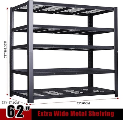 ZEUKMXOO 62" W 3050LBS Storage Shelves Unit, 5 Tier Heavy Duty Metal Shelving - Image 3