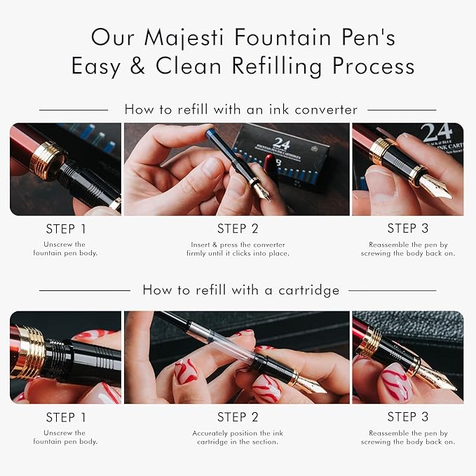 Wordsworth & Black Majesti Fountain Pen-, Luxury Case, Stainless Steel; Medium - Image 9