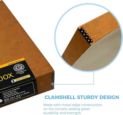 Lineco Folio Storage Box, Faux Leather Cover, Clamshell Design, 9.5x12.5x1.75 - Image 4