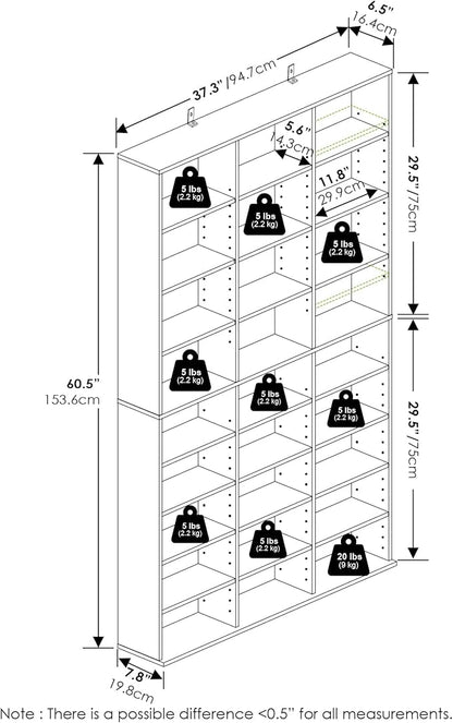 Furinno Jaya DVD Shelf, 24-Shelf Wide CD Rack, Media Shelf - Image 3