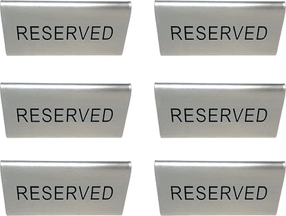 Metal Magery Reserved Table Signs Stainless Steel Metal Table Tent Sign by METAL+MAGERY