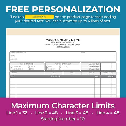 Custom 8.5" x 11" Carbonless NCR Books in 2-Part Duplicate Invoices, Work Orders - Image 4