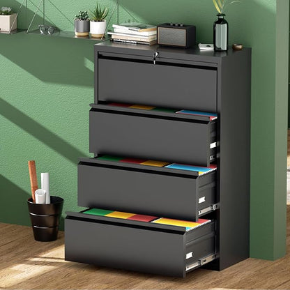 Greenvelly 4 Drawer File Cabinet, Metal Filing Cabinet - Image 2